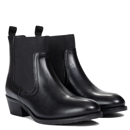 Maciejka Chelsea Leather Ankle Boots Block Heel Black H7168-01/00-7
