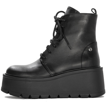 Maciejka Black Leather Lace-UP Boots 05294-50/00-6