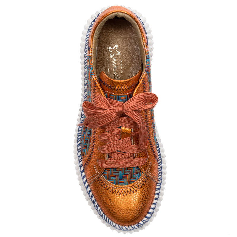 Maciejka Woman's Orange Leather Sneakers 06327-18/00-1