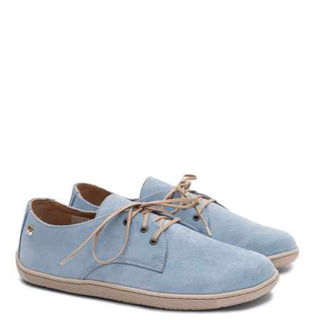 Maciejka Women's Suede Leather Lace-up Low Shoes Pastel Blue 06900-06/00-1