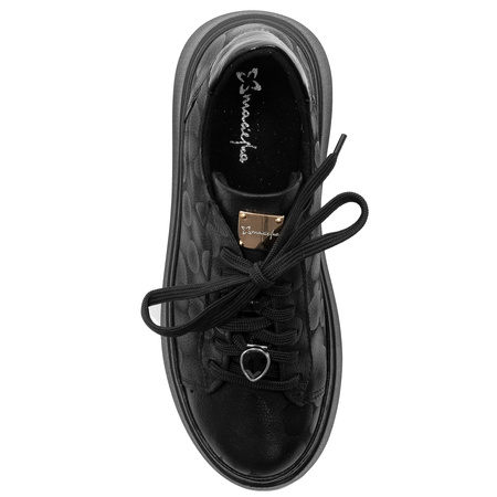 Maciejka Women’s Leather Platform Sneakers  Round Toe Black 06191-42/00-8