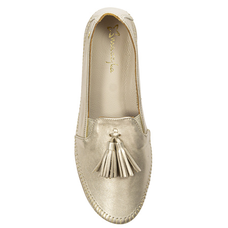 Maciejka Gold Leather Flat Shoes 06410-25/00-1