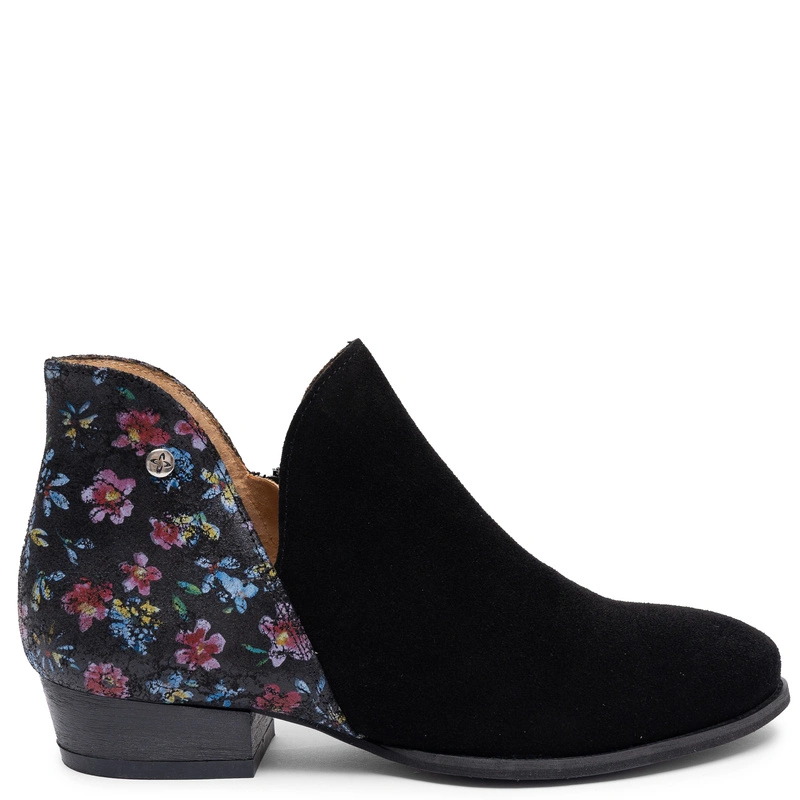Maciejka Genuine Leather Suede Cut Out Ankle Boots Floral Black 4091W-04/00-5