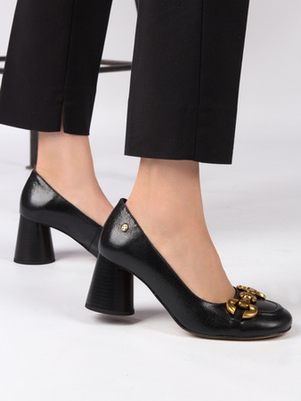 Women's Black Leather Pumps 06244-01/00-1