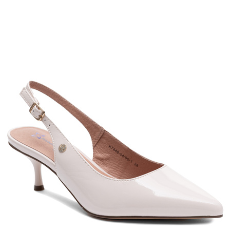 Maciejka Czółenka Slingback Skórzane Szpiczaste Beżowe K7448-04/00-1