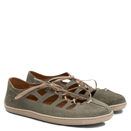 Maciejka Półbuty Skórzane Ażurowe BAREFOOT Zielone 06835-24/00-1
