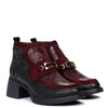 Maciejka Crafted Leather Ankle Boots Embossed Panel Black-Burgundy 07139-23/00-8