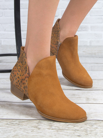 Maciejka Botki Skórzane Kowbojki Rudy