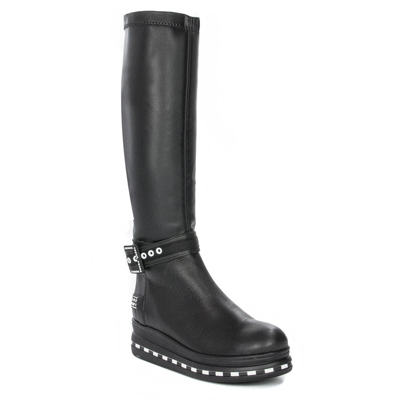 Maciejka Women's Knee-High Boots Natural Leather Black 05293-01/00-7