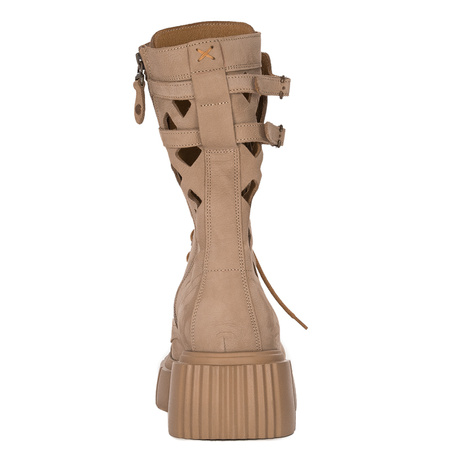 Maciejka Women's ankle boots, leather nubuck on a beige platform
