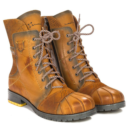 Maciejka Yellow Lace-up Boots 03961-07/00-4