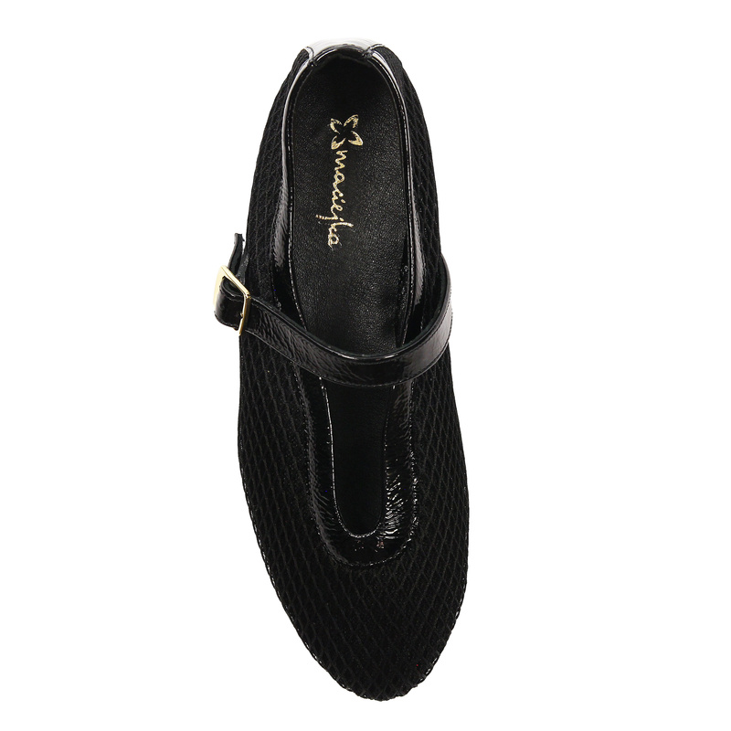 Maciejka Leather Mary Jane Ballerinas Almond Toe Black 06939-01/00-0