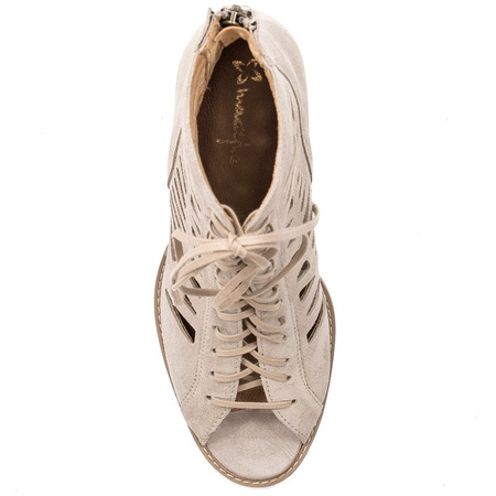 Maciejka Cutout Lace-Up Ankle Boots Peep-Toe Beige 04040-04/00-5