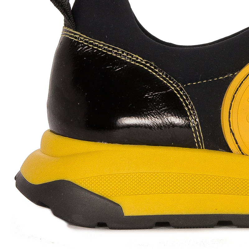 Maciejka Sneakersy Platformowe z Lakierowanymi Detalami Czarno-Żółte 06295-01/00-8