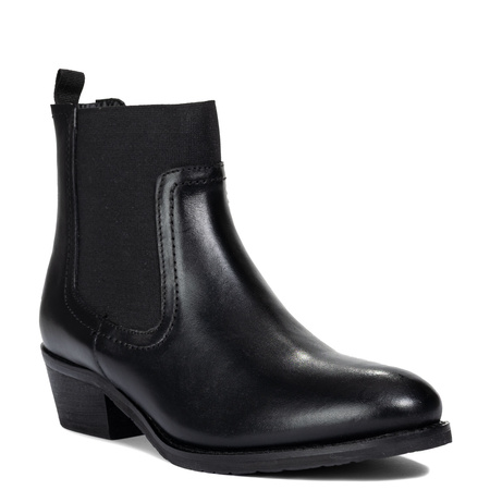Maciejka Chelsea Leather Ankle Boots Block Heel Black H7168-01/00-7