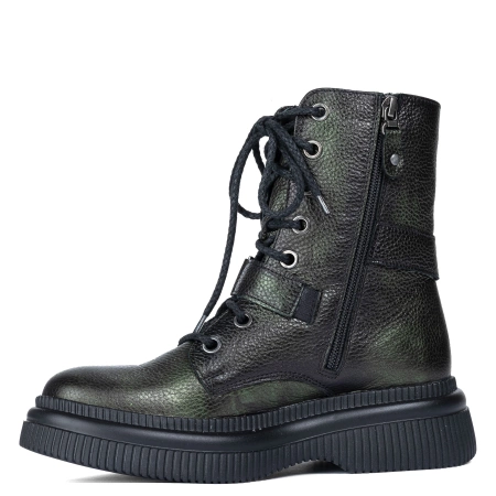 Maciejka Grain Leather Boots on Platform Iridescent Green 07092-09-00-8