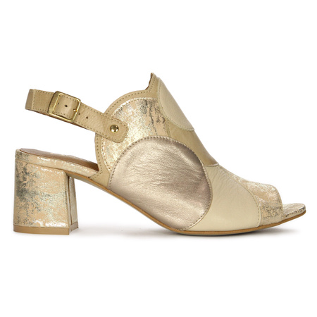 Maciejka Women's Leather Heeled Gold Sandals