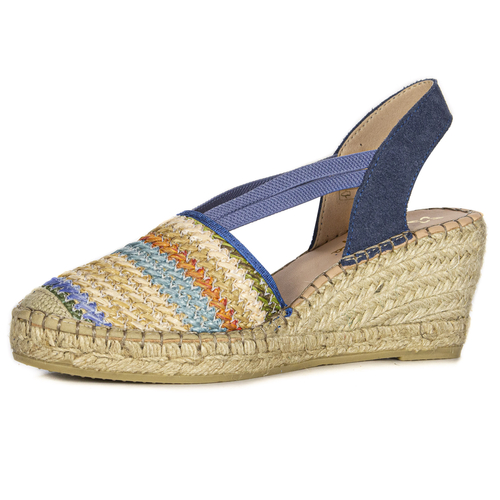 Maciejka Espadryle półbuty damskie na koturnach jeans F6525-06/00-1