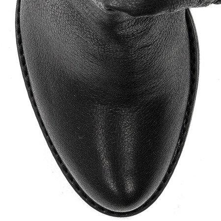 Maciejka Kozaki na obcasie skóra naturalna ocieplane czarne